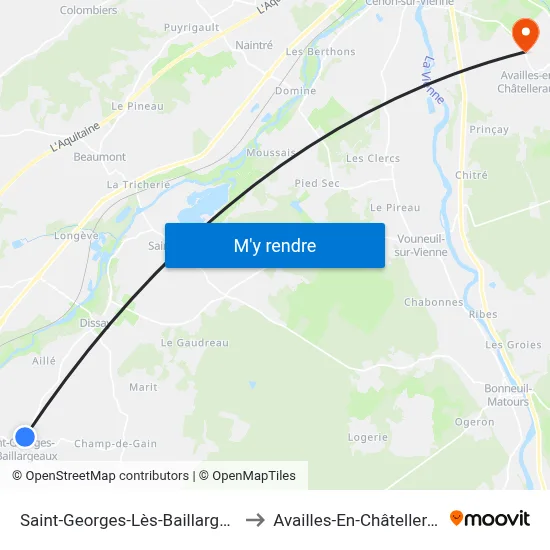 Saint-Georges-Lès-Baillargeaux to Availles-En-Châtellerault map