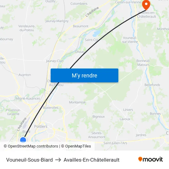 Vouneuil-Sous-Biard to Availles-En-Châtellerault map