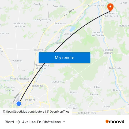Biard to Availles-En-Châtellerault map