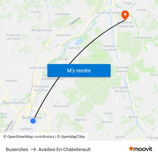 Buxerolles to Availles-En-Châtellerault map