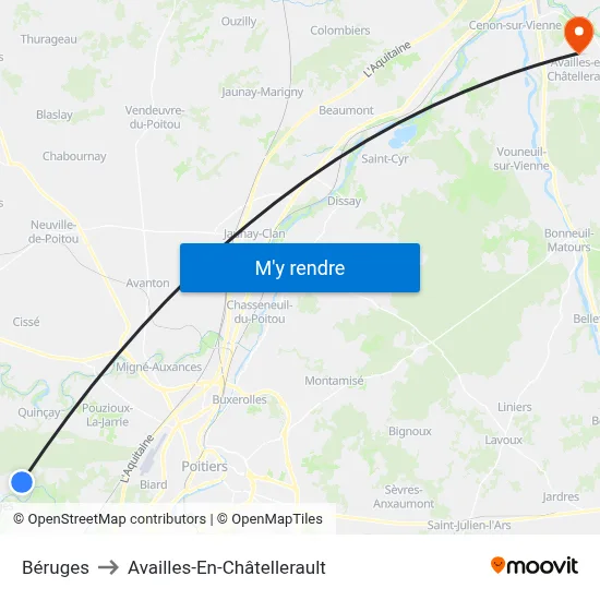 Béruges to Availles-En-Châtellerault map