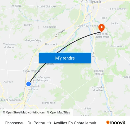 Chasseneuil-Du-Poitou to Availles-En-Châtellerault map