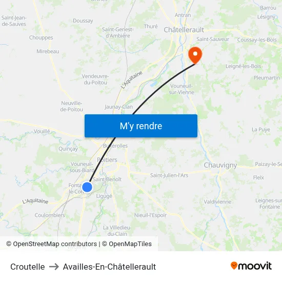 Croutelle to Availles-En-Châtellerault map