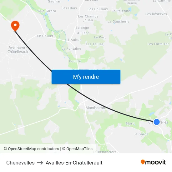 Chenevelles to Availles-En-Châtellerault map