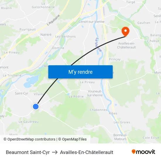 Beaumont Saint-Cyr to Availles-En-Châtellerault map