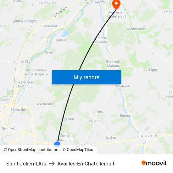 Saint-Julien-L'Ars to Availles-En-Châtellerault map