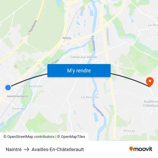 Naintré to Availles-En-Châtellerault map