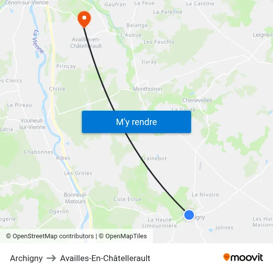 Archigny to Availles-En-Châtellerault map