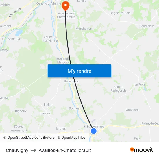 Chauvigny to Availles-En-Châtellerault map