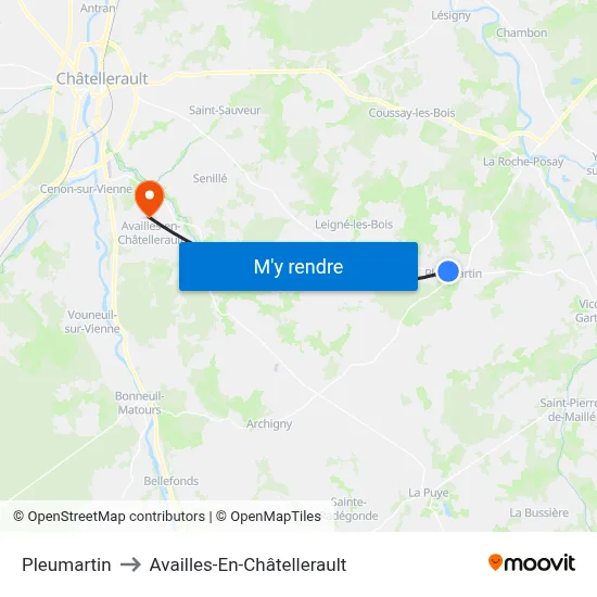 Pleumartin to Availles-En-Châtellerault map