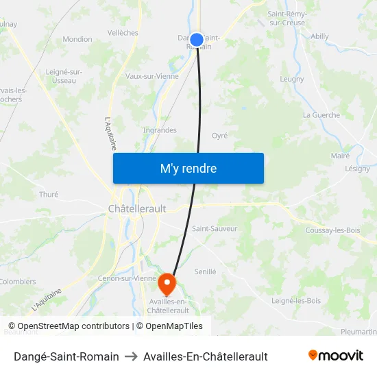 Dangé-Saint-Romain to Availles-En-Châtellerault map