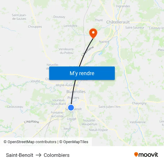 Saint-Benoît to Colombiers map