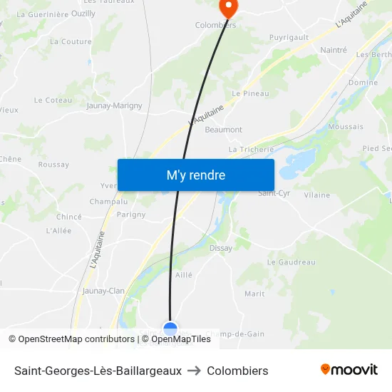 Saint-Georges-Lès-Baillargeaux to Colombiers map