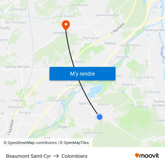 Beaumont Saint-Cyr to Colombiers map