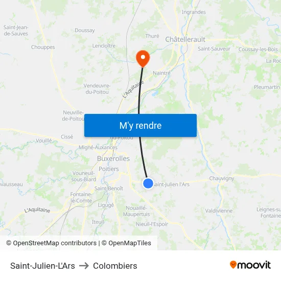 Saint-Julien-L'Ars to Colombiers map