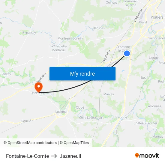 Fontaine-Le-Comte to Jazeneuil map