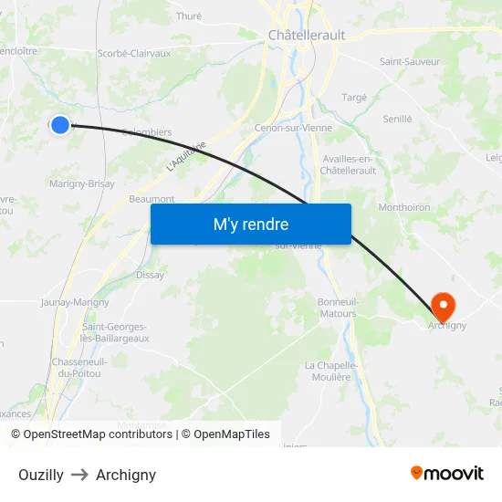 Ouzilly to Archigny map