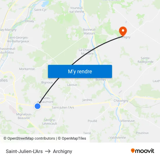 Saint-Julien-L'Ars to Archigny map