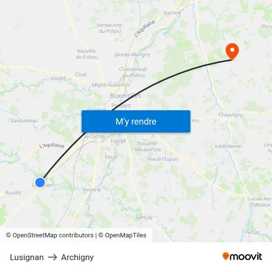 Lusignan to Archigny map