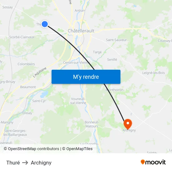 Thuré to Archigny map