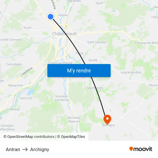 Antran to Archigny map