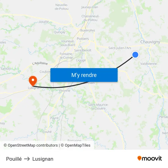 Pouillé to Lusignan map