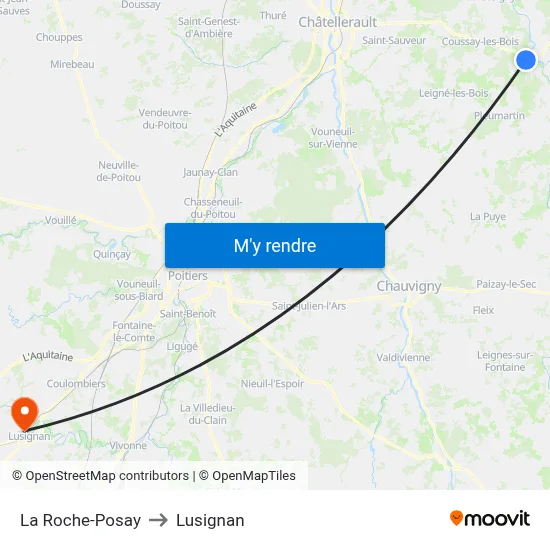 La Roche-Posay to Lusignan map