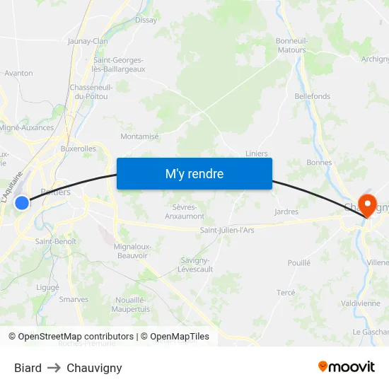 Biard to Chauvigny map