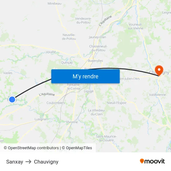 Sanxay to Chauvigny map