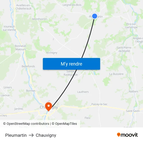 Pleumartin to Chauvigny map