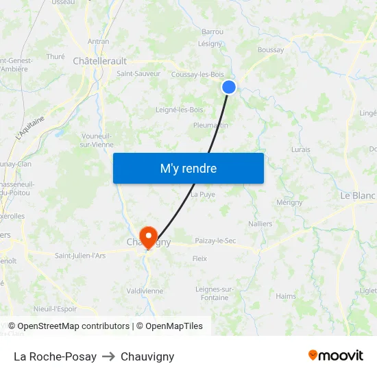 La Roche-Posay to Chauvigny map