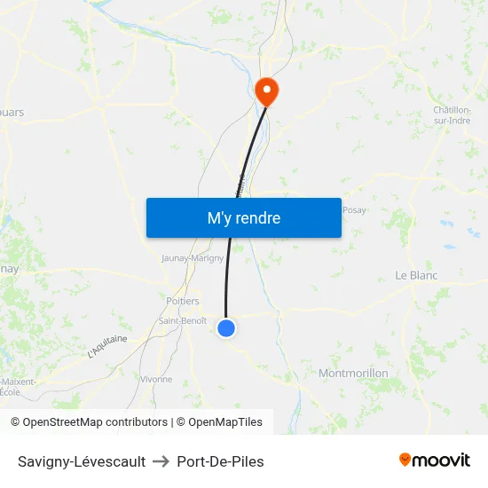 Savigny-Lévescault to Port-De-Piles map
