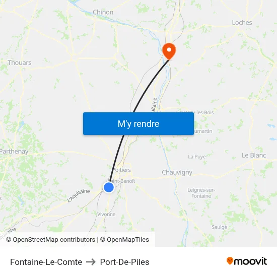 Fontaine-Le-Comte to Port-De-Piles map