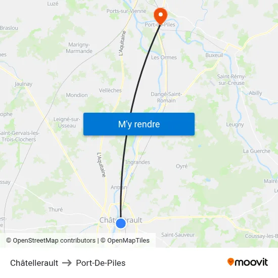 Châtellerault to Port-De-Piles map