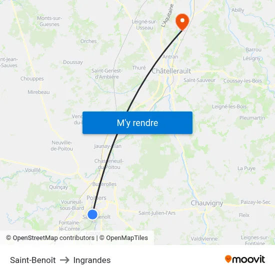 Saint-Benoît to Ingrandes map