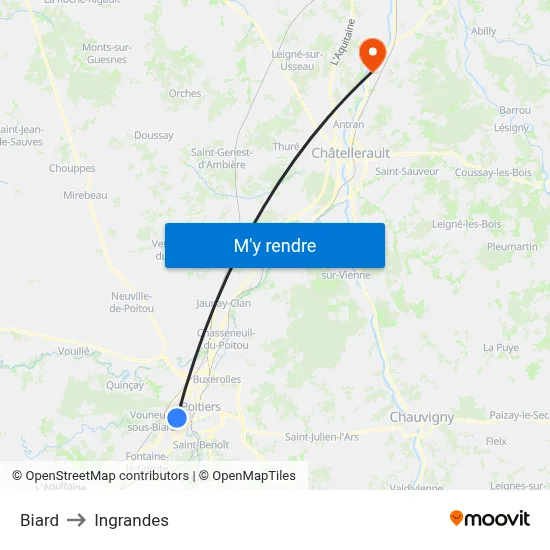 Biard to Ingrandes map