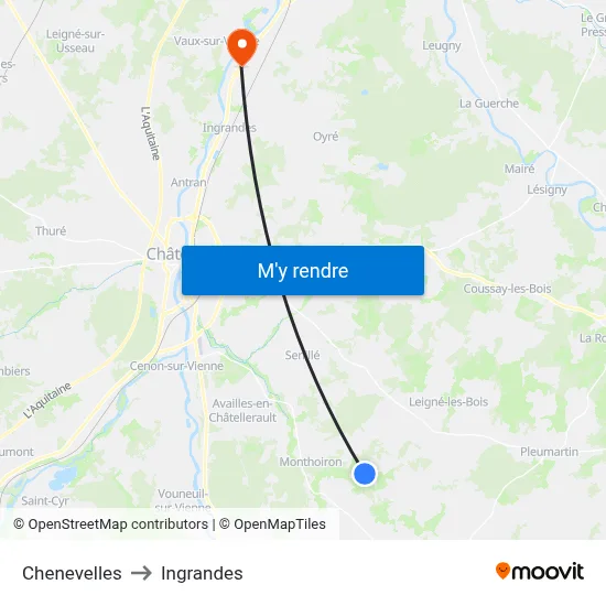 Chenevelles to Ingrandes map