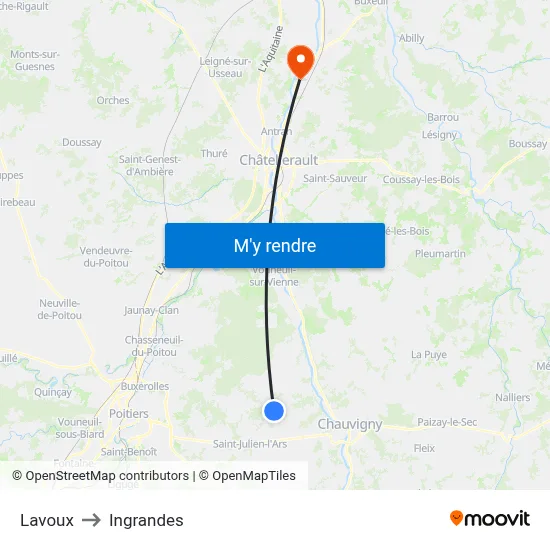 Lavoux to Ingrandes map