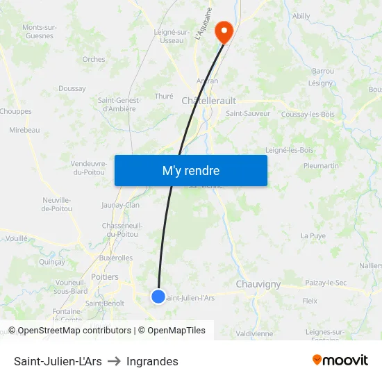 Saint-Julien-L'Ars to Ingrandes map