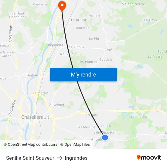 Senillé-Saint-Sauveur to Ingrandes map