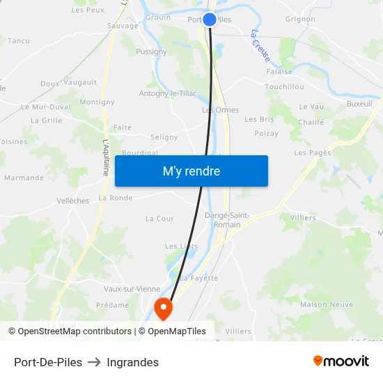 Port-De-Piles to Ingrandes map