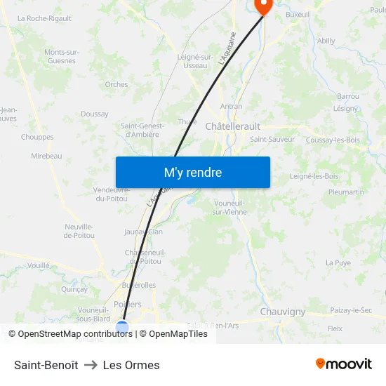 Saint-Benoît to Les Ormes map