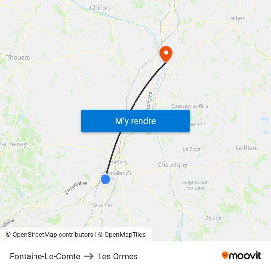 Fontaine-Le-Comte to Les Ormes map