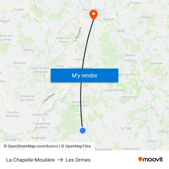 La Chapelle-Moulière to Les Ormes map