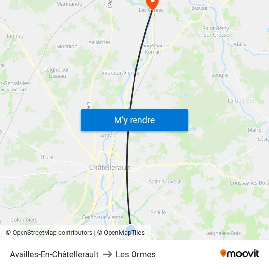 Availles-En-Châtellerault to Les Ormes map