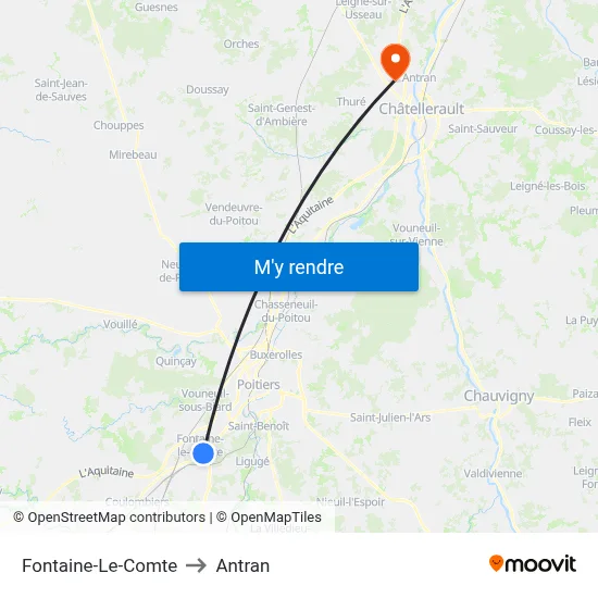 Fontaine-Le-Comte to Antran map