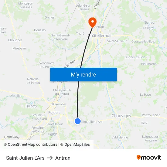 Saint-Julien-L'Ars to Antran map