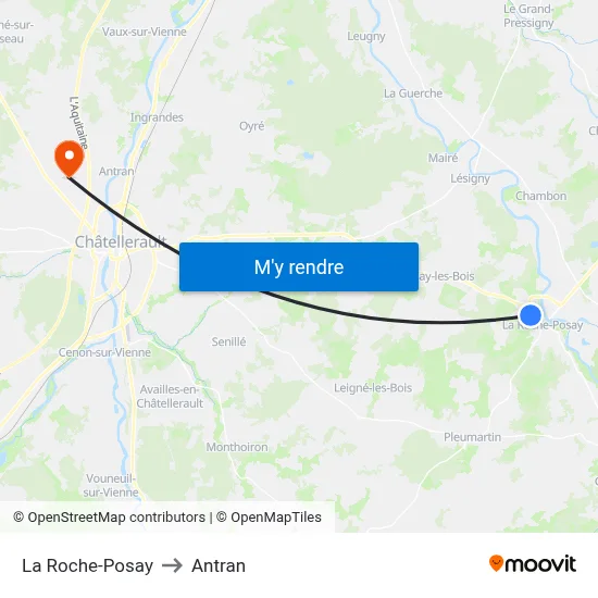 La Roche-Posay to Antran map
