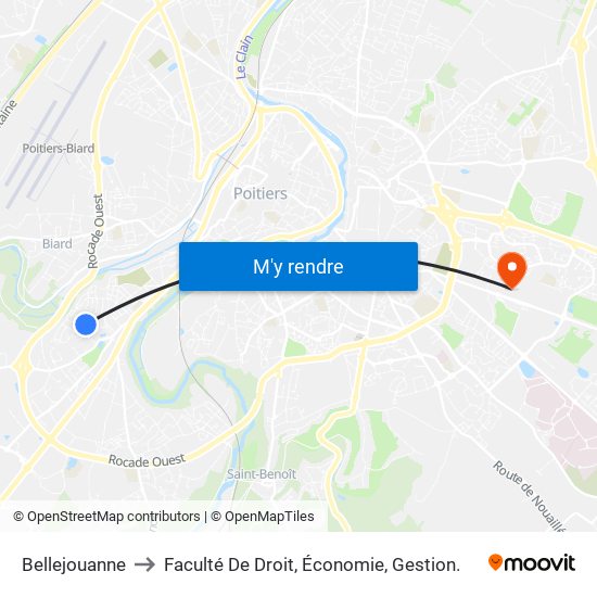 Bellejouanne to Faculté De Droit, Économie, Gestion. map