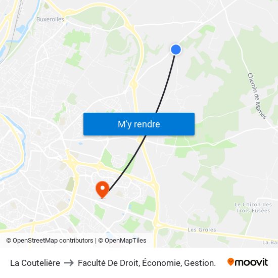 La Coutelière to Faculté De Droit, Économie, Gestion. map